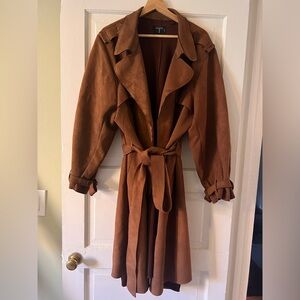Suede Stretch Trench Coat